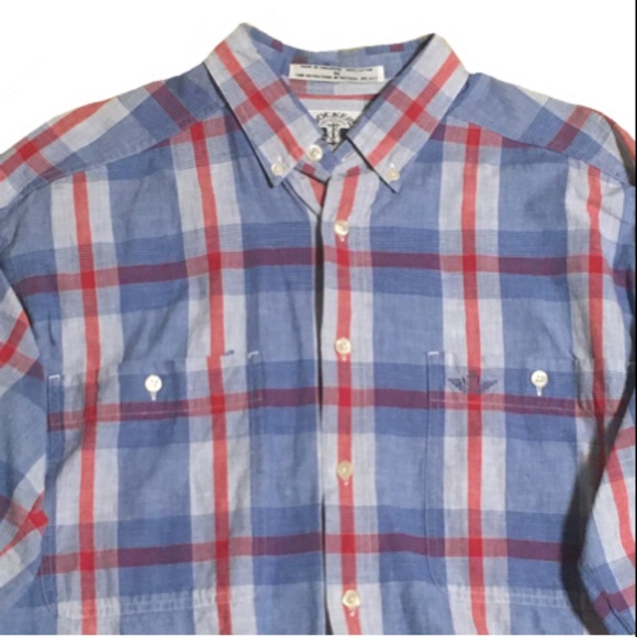 Dockers Long Sleeve Blue Red Button Down Size M - Picture 3 of 6